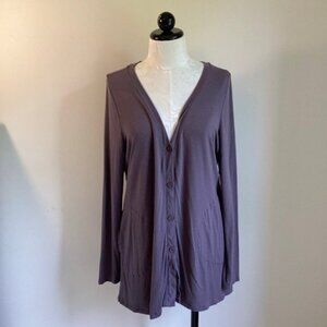 Carole Hochman Women's Grayish-Purple Long Sleeve Button-Up Knit Cardigan Size M